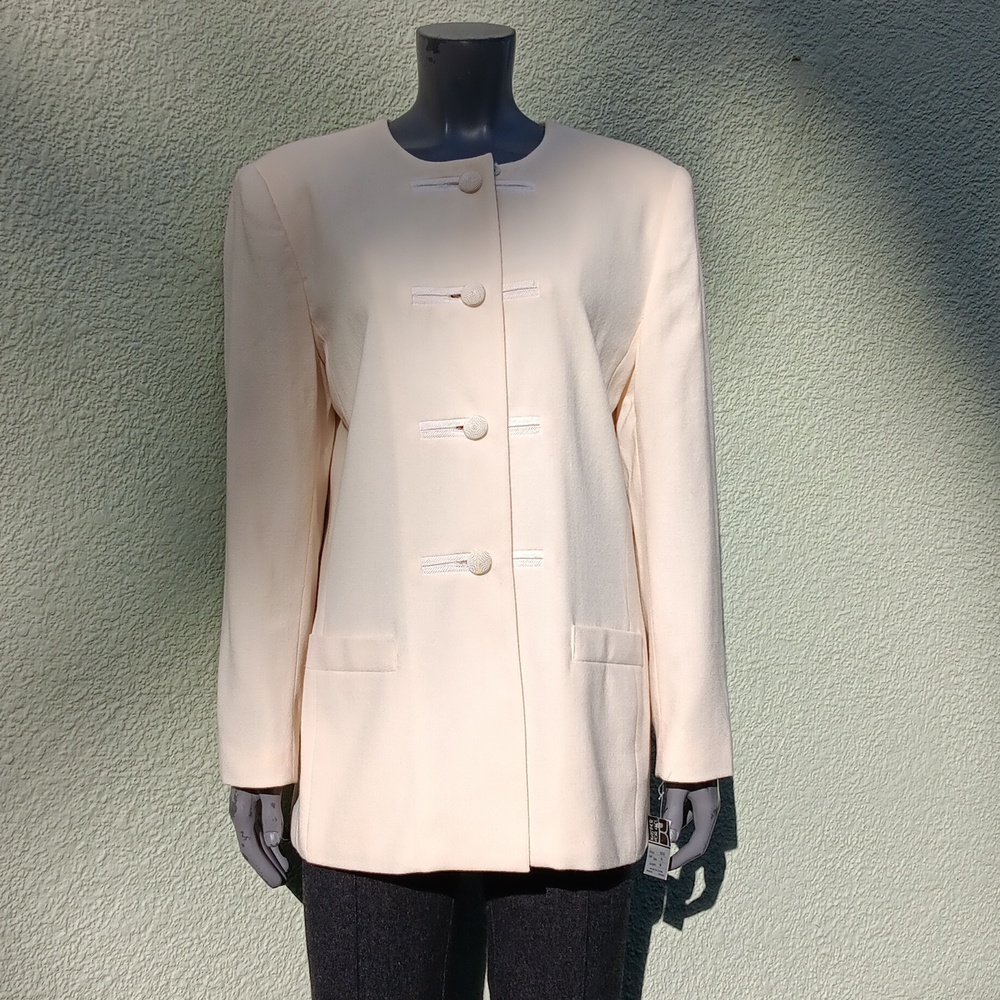 KASPER A.S.L. LADIES PURE WOOL COLLARLESS (4) BUTTON LUXURY BLAZER